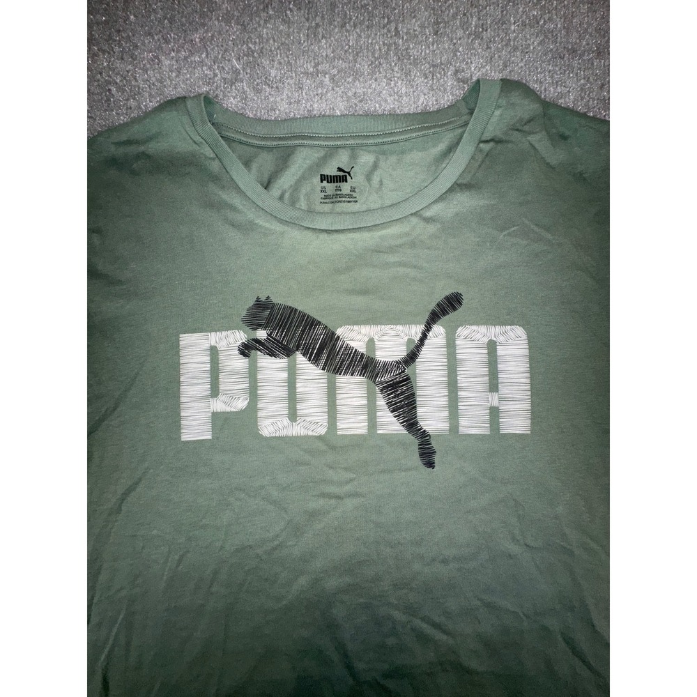 Puma Mens XXL Green Graphic Logo Short Sleeve T-Shirt Athletic Gym Tee